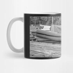 Inflatable dinghy on the River Ant in the heart of the Norfolk Broads Mug